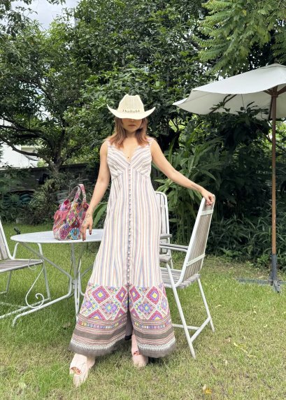 Maxi Dress จาก ผ้าฝ้ายทอมือ จ.ลำพูน x ผ้าไทลื้อ จ.น่าน