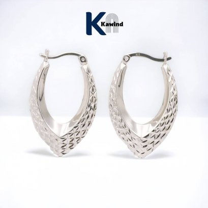 STAMP DIAMOND CUT HOOP EARRINGS W/DC