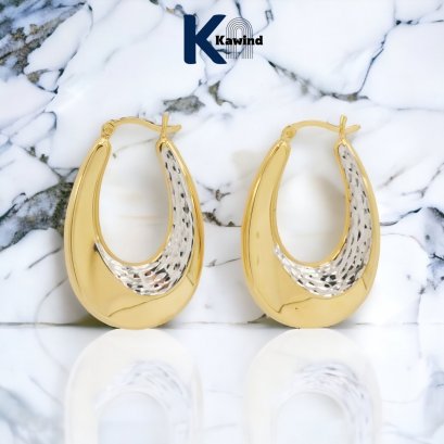 OVAL SHAPE HOOP EARRINGS GW/DC 2T