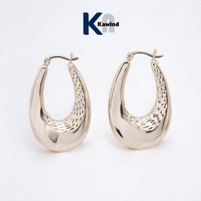OVAL SHAPE HOOP EARRINGS W/DC