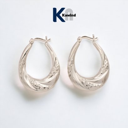 WAVES PATTERN HANGING HOOP EARRINGS W/DC