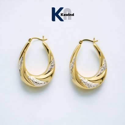 WAVES CREOLE HOOP EARRINGS GW/DC 2 TONE
