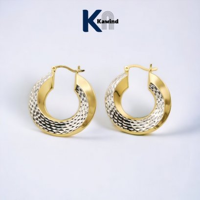 ROUND FLAT HOOP EARRINGS GW/DC 2T