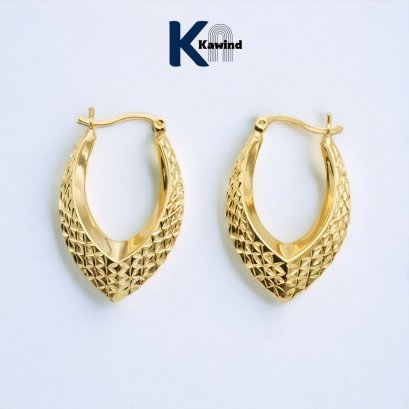 STAMP DIAMOND CUT HOOP EARRINGS G/DC