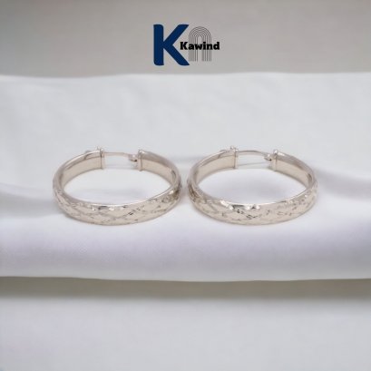 DIAMOND CUT HOOP EARRINGS W/DC