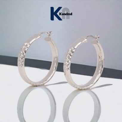 DIAMOND CUT HOOP EARRINGS W/DC