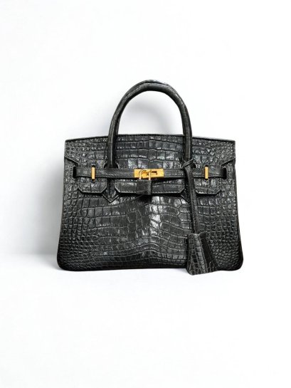 Genuine Crocodile Tote Bag/Handbag in Black Colour Crocodile Skin #CRW214H-BLA-25CM