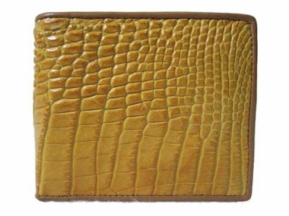 Genuine Belly Crocodile Leather Wallet in Yellow-Brown Crocodile Leather #CRM444W-07