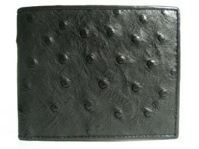 Genuine Ostrich Leather Wallet in Black Ostrich Skin  #OSM604W