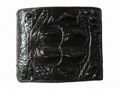 Genuine Hornback Crocodile Leather Wallet in Black Crocodile Leather #CRM446W-01