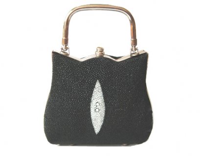 Ladies Stingray Leather Handbag in Black Stingray Skin  #STW394H
