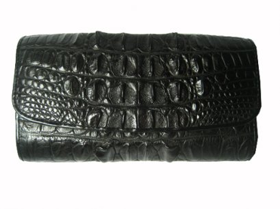 Ladies Crocodile Leather Clutch Wallet in Black Crocodile Skin  #CRW467W-02