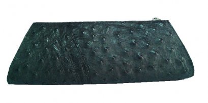 Black Ostrich Leather Clutch Bag #OSW333H-BL