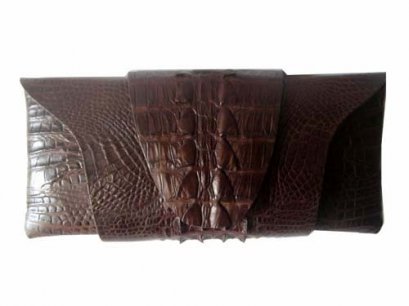 Genuine Crocodile Clutch Bag/Purse in Chocolate Brown Crocodile Leather #CRW208H-02