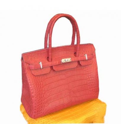 Ladies Genuine Crocodile Leather Handbag in Red Crocodile Skin #CRW214H-10