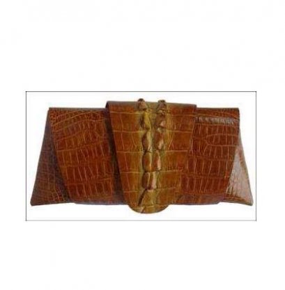 Genuine Crocodile Purse/Clutch Bag in Tan Crocodile Leather #CRW216H-04