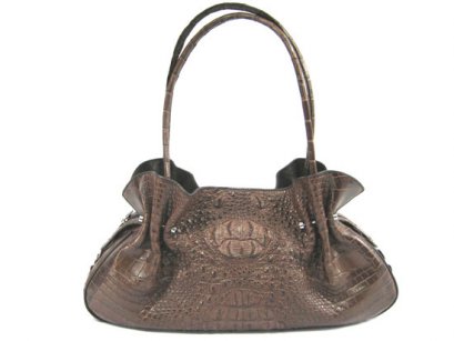 Genuine Hornback Crocodile Shoulder Bag in Dark Brown Crocodile Leather #CRW221H-02