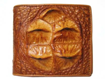 Genuine Hornback Crocodile Leather Wallet in Light Brown Crocodile Leather #CRM446W-02