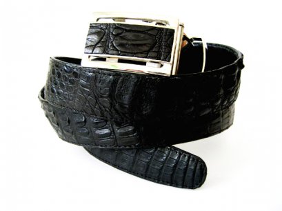 Men Genuine Alligator Belt in Black Crocodile Leather  #CRM637B-02