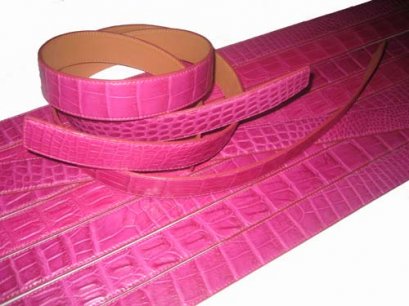 Genuine Belly Crocodile Belt in Pink Crocodile Leather  #CRM640B-01