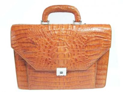 Genuine Crocodile Leather Briefcase in Light Brown(Tan) Crocodile Skin  #CRM424BR-02