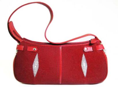 Genuine Stingray Leather Handbag in Burgundy Stingray Skin  #STW365H