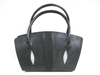 Genuine Stingray Leather Handbag in Black Stingray Skin  #STW370H