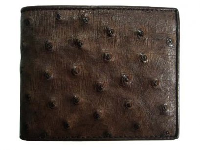 Genuine Ostrich Leather Wallet in Dark Brown Ostrich Skin  #OSM605W
