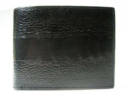 Genuine Leg Ostrich Leather Wallet in Black Ostrich Skin  #OSM611W