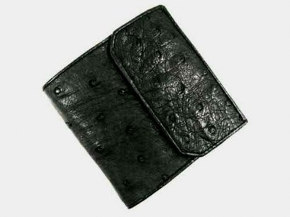 Genuine Ostrich Leather Coin Purse in Black Ostrich Skin  #OSW624W