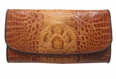Ladies Crocodile Leather Clutch Wallet in Light Brown (2-tone) Crocodile Skin  #CRW466W-04