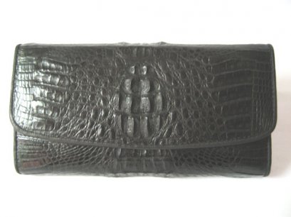 Ladies Crocodile/ Alligator Leather Clutch Wallet in Black Crocodile Skin  #CRW466W-08