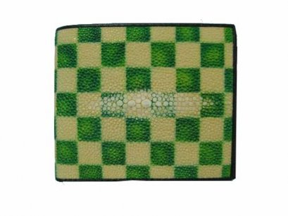 Genuine Stingray Leather Wallet in Green Stripes Stingray Skin  #STW476W