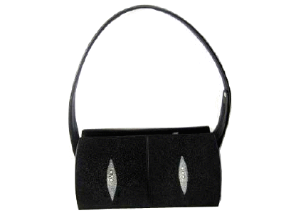 Genuine Stingray Leather Handbag in Black Stingray Skin  #STW403H