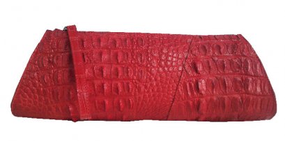 กระเป๋าหนังจระเข้แท้สีแดงส่วนหลัง #CRW329H-RE-BACK