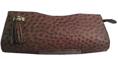 Chocolate Brown Ostrich Leather Clutch Bag #OSW334H-BR