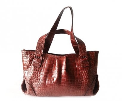 กระเป๋าสะพายหนังจระเข้แท้ สีน้ำตาล ส่วนท้อง #CRW330H-BR-BELLY