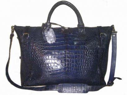 Genuine Belly Crocodile Leather Luggage  / Duffle Bag for Men in Blue Crocodile Skin  #CRM207L-01