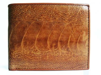Genuine Leg Ostrich Leather Wallet in Light Brown Ostrich Skin  #OSM607W