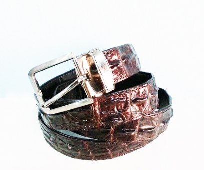 Brown Crocodile Leather Belt 1.3 inches wide #CRM638B-BR-03