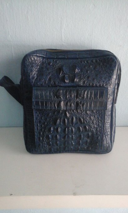 Crocodile Leather Messenger Bag #CRM367H-BLU