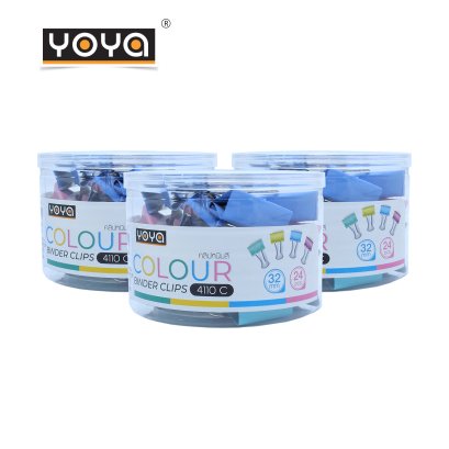 YOYA คลิปหนีบสี 2 ขา 32 mm. 4110C แพ็ค 3