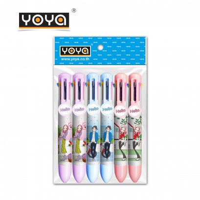 YOYA ปากกาลูกลื่น 8 สี 1028 แพ็ค 6