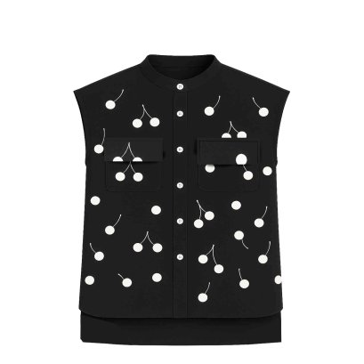 White Cherries in black Blouse
