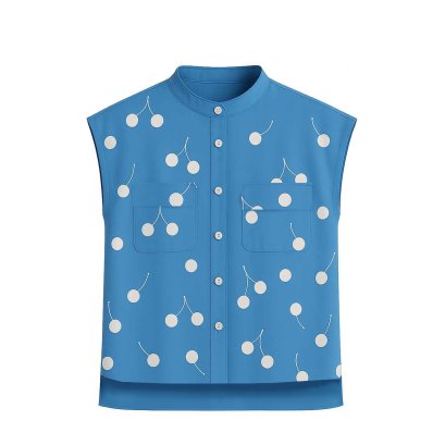 White Cherries in blue Blouse