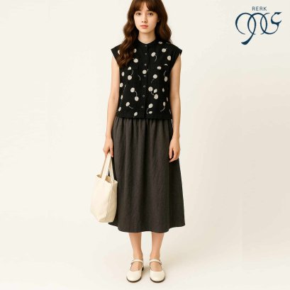 White Cherries in black Blouse