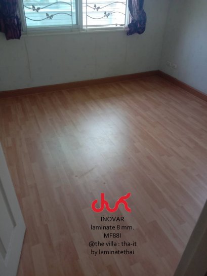 งานรื้อพื้นไม้ลามิเนตเก่า และติดตั้ง พื้นไม้ลามิเนต Inovar MF881