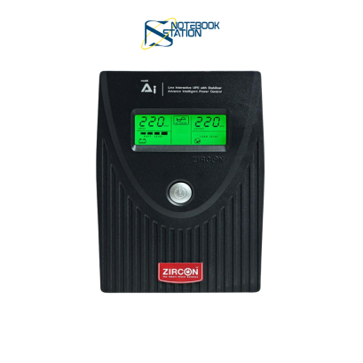 เครื่องสำรองไฟ (UPS) ZIRCON AI-Plus 1000VA/630W BLACK ราคา 2,890.-