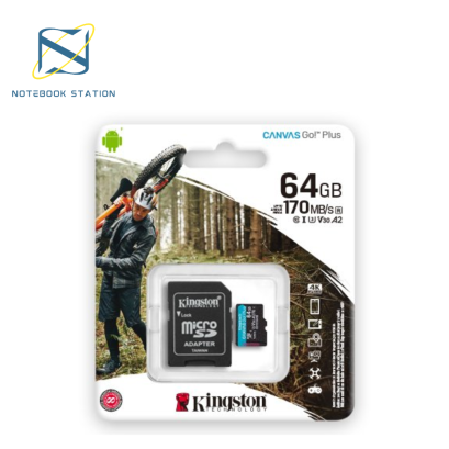 Kingston 64GB Canvas Go! Plus Full HD & 4K UHD อ่าน 170MB/s MicroSD + SD Adapter (SDCG3/64GB) ราคา 275.-