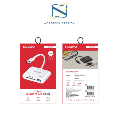 NUBWO NCR130 3 IN 1 TYPE-C USB HUB รองรับ SD Card/TF Card/USB รับความจุได้ถึง 512GB ราคา 59.-